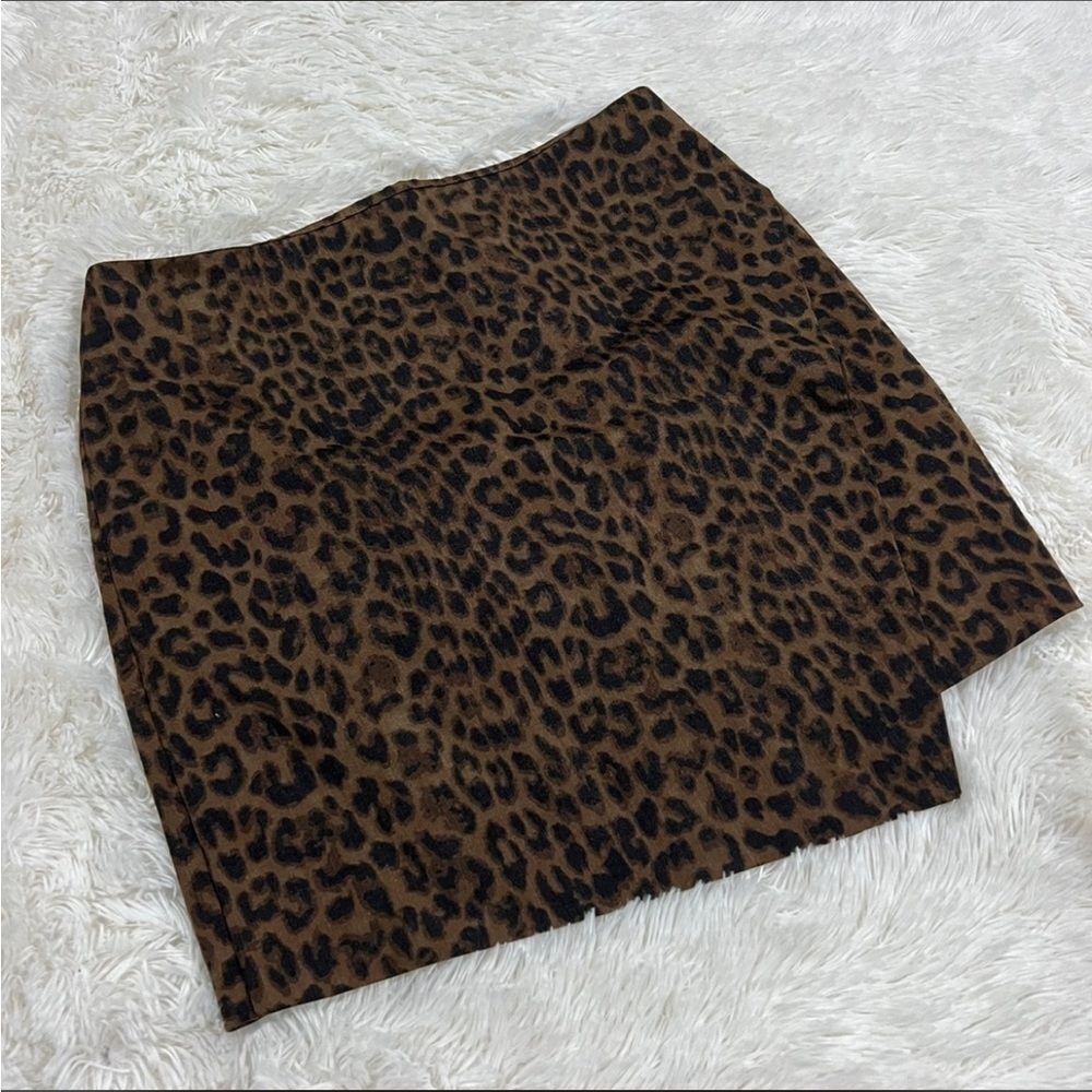 Ann Taylor wrap wool blend‎ animal print skirt 10